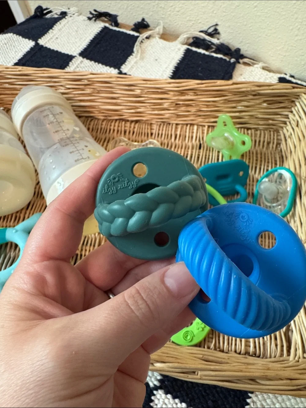 Assorted Kids Feeding and Soothing Set in Teal, Green, Yellow and Pink